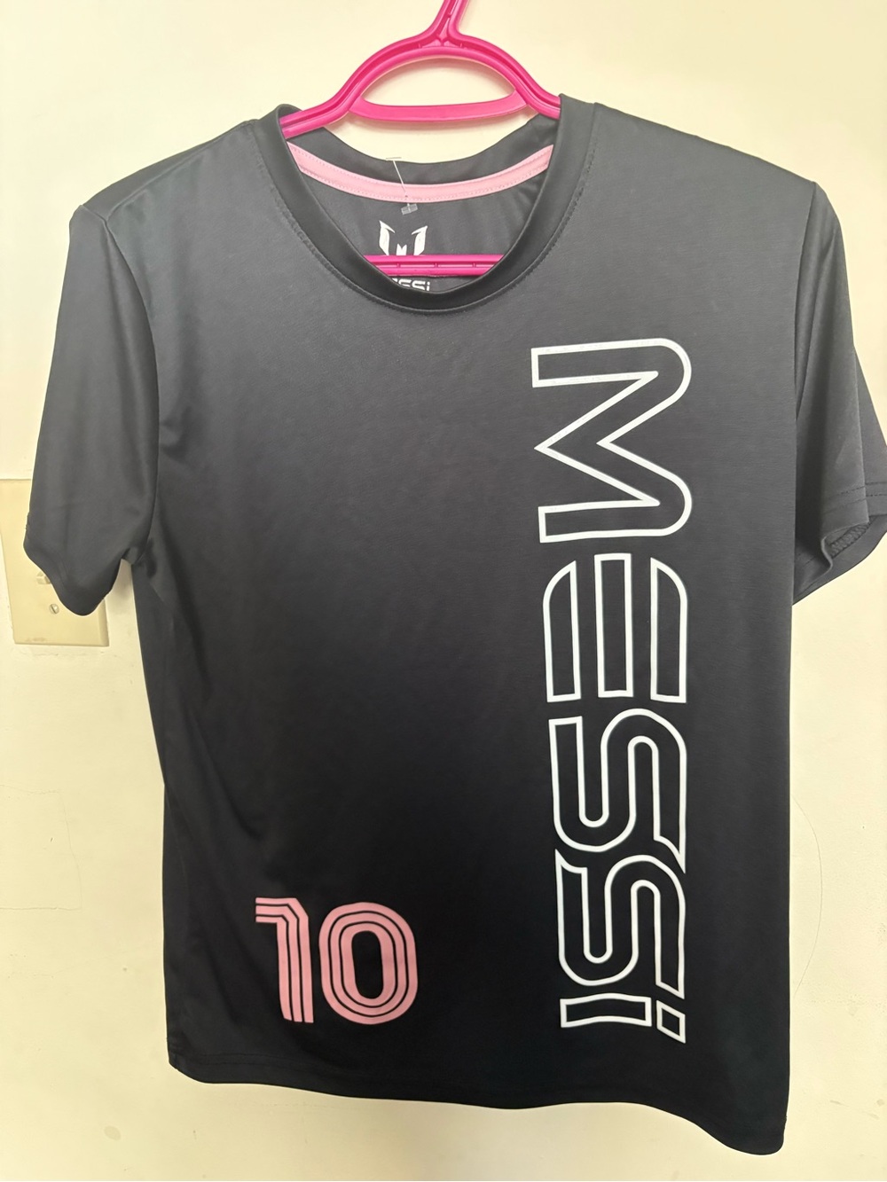 Girls  Messi Black Athletic Tee with Pink Accents size 14/16